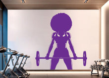 Load image into Gallery viewer, Gym Wall Decal Afro Girl Power fitness Quote Decor Workout Art Vinyl Gym Wall Stickers Bedroom Gym Workout Girl Motivation Crossfit 918RS