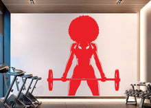 Load image into Gallery viewer, Gym Wall Decal Afro Girl Power fitness Quote Decor Workout Art Vinyl Gym Wall Stickers Bedroom Gym Workout Girl Motivation Crossfit 918RS