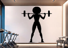 Load image into Gallery viewer, Gym Wall Decal Afro Girl Power fitness Quote Decor Workout Art Vinyl Gym Wall Stickers Bedroom Gym Workout Girl Motivation Crossfit 920RS