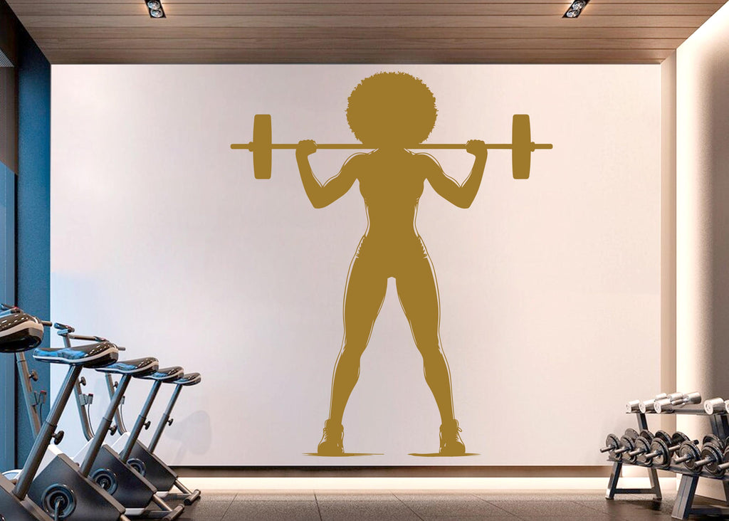Gym Wall Decal Afro Girl Power fitness Quote Decor Workout Art Vinyl Gym Wall Stickers Bedroom Gym Workout Girl Motivation Crossfit 920RS