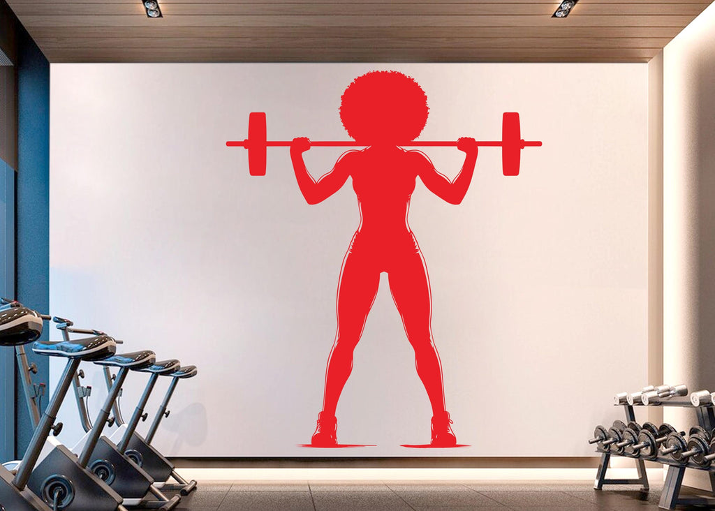 Gym Wall Decal Afro Girl Power fitness Quote Decor Workout Art Vinyl Gym Wall Stickers Bedroom Gym Workout Girl Motivation Crossfit 920RS