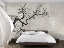Load image into Gallery viewer, Japanese Cherry Blossom Tree Branch Wallpaper Mural – Minimalist Zen Style Wall Decor, Modern Neutral Aesthetic, Stylish Gift, Peel &amp; Stick