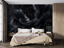 Load image into Gallery viewer, Modern Black Floral Wallpaper Mural – Bold Dark Flower Wall Decor for Bedroom or Living Room – Stylish Statement Wall Art – Elegant