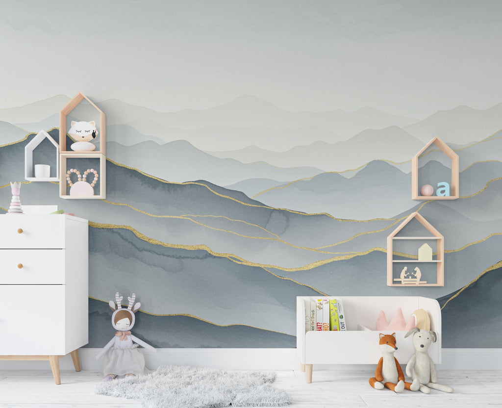 Mountain Wallpaper watercolor Peel and Stick Mountain Watercolor Wallpaper Mountain Wall Art Nature Wallpaper Minimalist Mural 889RS
