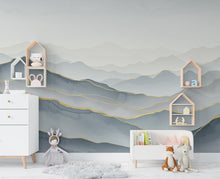 Load image into Gallery viewer, Mountain Wallpaper watercolor Peel and Stick Mountain Watercolor Wallpaper Mountain Wall Art Nature Wallpaper Minimalist Mural 889RS