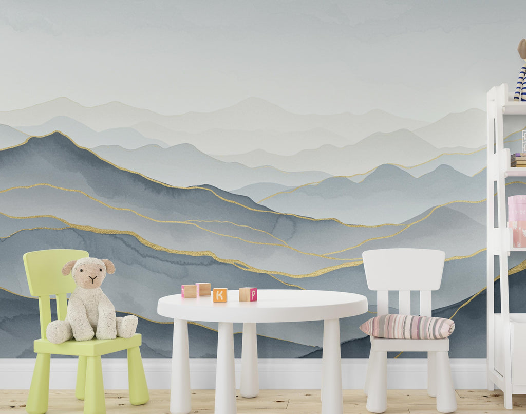 Mountain Wallpaper watercolor Peel and Stick Mountain Watercolor Wallpaper Mountain Wall Art Nature Wallpaper Minimalist Mural 889RS