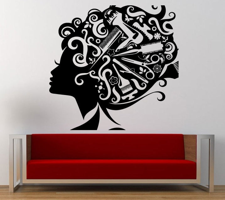 Salon Spa Beauty Shop Barbershop Nail Salon Tools Wall Graphic Decal Sticker Vinyl Mural Leaving Bedroom Room Home Decor FREE SHIPPING L243