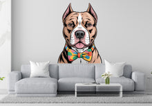 Load image into Gallery viewer, Pitbull with Bow Dog wall decal Dog decor Dog kids Dog wall art Decal Dog Lover Animals Dog Wall Bathroom Wall Decals Stickers Vinyl 139DE