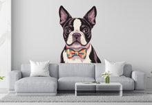 Load image into Gallery viewer, Boston Terrier with Bow Dog wall decal Dog decor Dog kids Dog wall art Decal Dog Lover Animals Dog Mom Bathroom Wall Decals Stickers 140DE