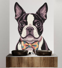 Load image into Gallery viewer, Boston Terrier with Bow Dog wall decal Dog decor Dog kids Dog wall art Decal Dog Lover Animals Dog Mom Bathroom Wall Decals Stickers 140DE