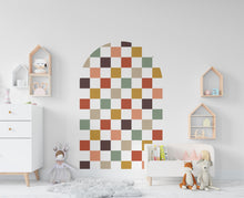 Load image into Gallery viewer, Checkered Wall Decal, Bed Arch Sticker, Hedboard Wall Decal, Arch Wall Decal, Racing Wall Decal Sticker, Nursery Super King Bed Arch 922RS