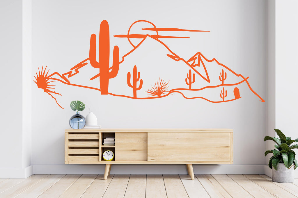 Desert wall decal Cactus wall decal Desert Stickers Nature Decal Art Sun Stickers Mountain Stickers Decor 923RS