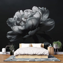 Load image into Gallery viewer, Black and White Floral Wallpaper Mural – Oversized Peony Wall Decor for Bedroom or Living Room – Modern Bold Statement Wall Art – Removable