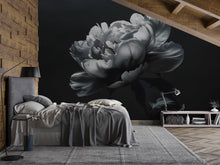 Load image into Gallery viewer, Black and White Floral Wallpaper Mural – Oversized Peony Wall Decor for Bedroom or Living Room – Modern Bold Statement Wall Art – Removable