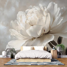 Load image into Gallery viewer, Beige Floral Wallpaper Mural – Oversized Cream Peony Wall Decor for Bedroom or Living Room – Modern Elegant Accent Wall – Removable Stylish