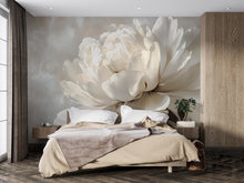 Load image into Gallery viewer, Beige Floral Wallpaper Mural – Oversized Cream Peony Wall Decor for Bedroom or Living Room – Modern Elegant Accent Wall – Removable Stylish
