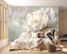 Load image into Gallery viewer, Beige Floral Wallpaper Mural – Oversized Cream Peony Wall Decor for Bedroom or Living Room – Modern Elegant Accent Wall – Removable Stylish