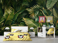 Load image into Gallery viewer, Tropical Banana Leaf Wallpaper Mural – Bold Jungle Wall Decor for Kids Room, Nursery or Living Room – Modern Peel and Stick Removable