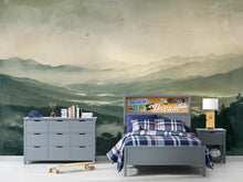 Load image into Gallery viewer, Mountain Landscape Wallpaper Mural – Misty Forest Wall Decor for Bedroom, Living Room or Kids Room – Modern Bold Scenic Accent Wall