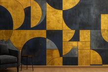 Load image into Gallery viewer, Luxury Geometric Gold and Navy Wallpaper – Modern Art Deco 3D Wall Mural Bold Stylish Bedroom Living Room Decor Elegant Gift Holiday