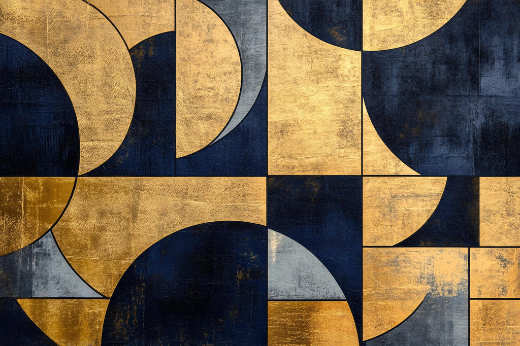 Luxury Geometric Gold and Navy Wallpaper – Modern Art Deco 3D Wall Mural Bold Stylish Bedroom Living Room Decor Elegant Gift Holiday