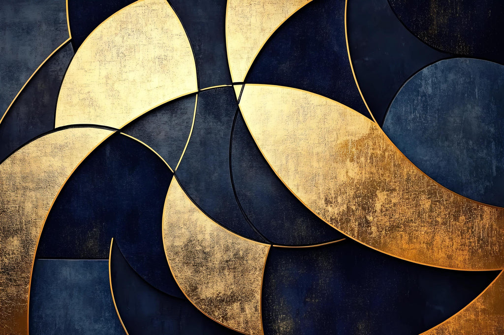 Luxury Navy Gold Abstract Wallpaper – Modern Bold 3D Wall Mural Stylish Geometric Wall Décor for Living Room Bedroom Office Holiday
