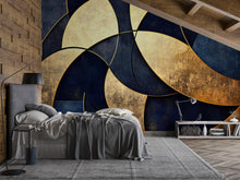 Load image into Gallery viewer, Luxury Navy Gold Abstract Wallpaper – Modern Bold 3D Wall Mural Stylish Geometric Wall Décor for Living Room Bedroom Office Holiday
