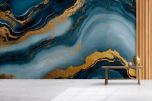 Load image into Gallery viewer, Blue Gold Marble Wallpaper – Luxury Abstract Swirl Wall Mural Modern 3D Stylish Wall Décor for Living Room Bedroom Office Holiday Gift
