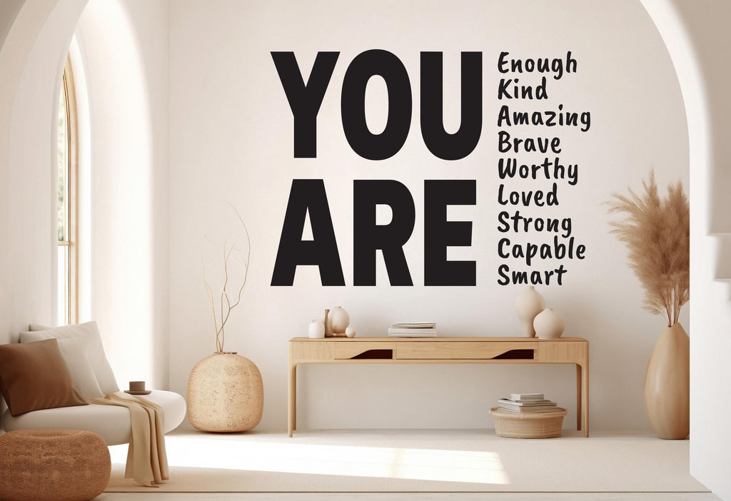 You are Kind, Amazing Brave Loved wall decal Motivational Inspirational Wall Decal Sticker Office Wall Decal Women eyelashes Beauty 924RS