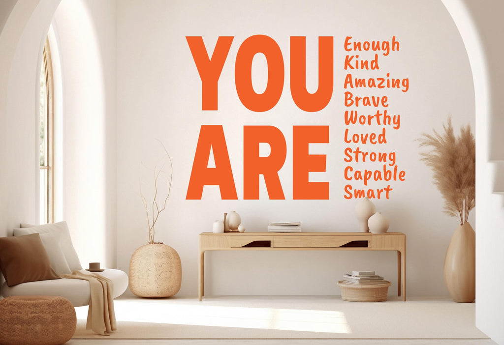 You are Kind, Amazing Brave Loved wall decal Motivational Inspirational Wall Decal Sticker Office Wall Decal Women eyelashes Beauty 924RS