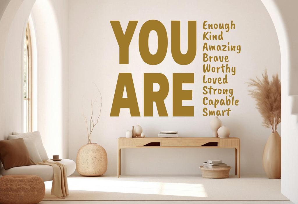 You are Kind, Amazing Brave Loved wall decal Motivational Inspirational Wall Decal Sticker Office Wall Decal Women eyelashes Beauty 924RS