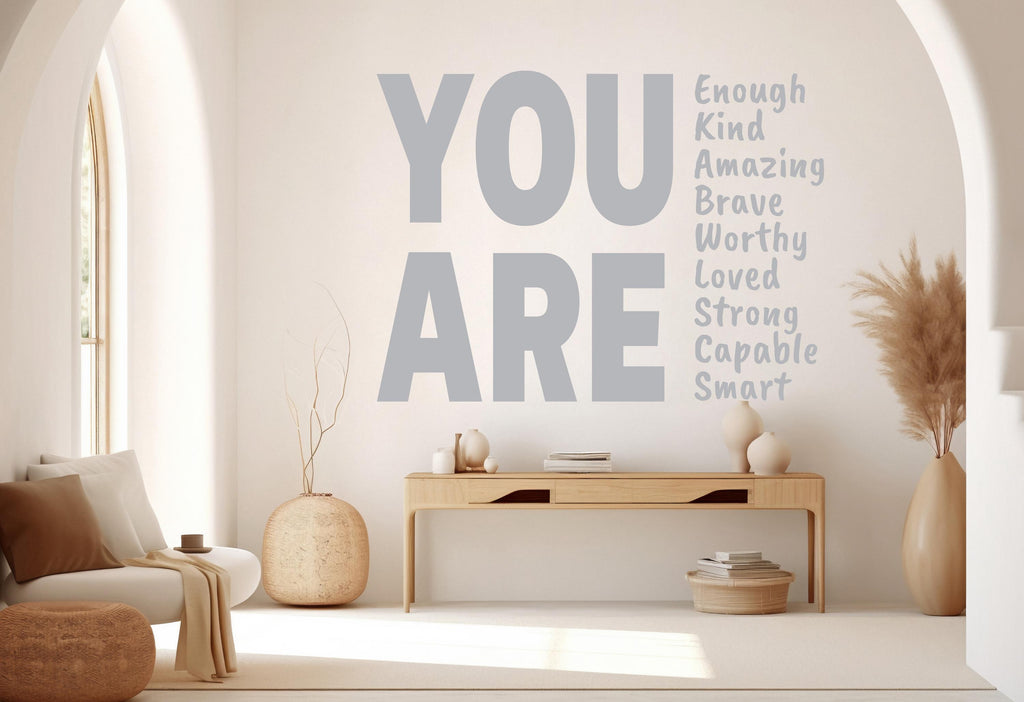 You are Kind, Amazing Brave Loved wall decal Motivational Inspirational Wall Decal Sticker Office Wall Decal Women eyelashes Beauty 924RS