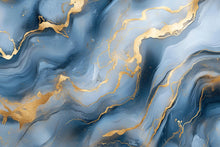 Load image into Gallery viewer, Blue Gold Marble Wallpaper – Elegant Luxury Abstract 3D Wall Mural Stylish Modern Bold Wall Décor for Living Room Bedroom Office Holiday
