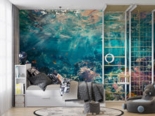 Load image into Gallery viewer, Ocean Underwater Wallpaper Mural – Coral Reef Fish Wall Decor for Kids Room, Bedroom or Living Room – Modern Bold Accent Removable Stylish