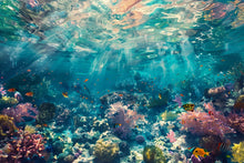Load image into Gallery viewer, Ocean Underwater Wallpaper Mural – Coral Reef Fish Wall Decor for Kids Room, Bedroom or Living Room – Modern Bold Accent Removable Stylish