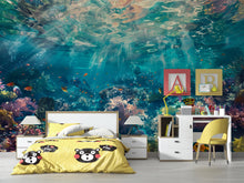 Load image into Gallery viewer, Ocean Underwater Wallpaper Mural – Coral Reef Fish Wall Decor for Kids Room, Bedroom or Living Room – Modern Bold Accent Removable Stylish