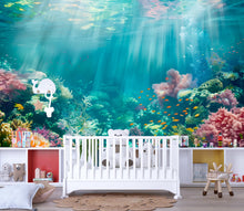 Load image into Gallery viewer, Underwater Ocean Wallpaper Mural – Coral Reef Fish Wall Decor for Kids Room, Nursery or Living Room – Modern Bold Accent Wall Removable