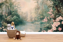 Load image into Gallery viewer, Forest River Wallpaper – Dreamy Nature Wall Mural with Flowers Jungle Landscape for Nursery Kids Room Living Room Stylish Bold 3D Wall Décor