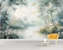 Load image into Gallery viewer, Misty River Forest Wallpaper – Dreamy Floral Landscape Wall Mural Stylish Nature 3D Wallpaper for Modern Bold Room Décor Holiday Gift Wall