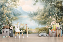 Load image into Gallery viewer, Mountain Lake Wallpaper Mural – Serene Landscape Wall Art for Nursery Bedroom Living Room Stylish 3D Nature Wallpaper Bold Modern Wall Decor