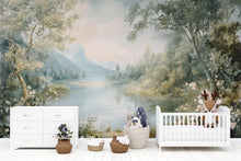 Load image into Gallery viewer, Mountain Lake Wallpaper Mural – Serene Landscape Wall Art for Nursery Bedroom Living Room Stylish 3D Nature Wallpaper Bold Modern Wall Decor