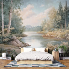 Load image into Gallery viewer, River Forest Wallpaper Mural – Peaceful Landscape Wall Art for Bedroom Nursery Living Room Stylish 3D Nature Wallpaper Bold Modern Wall