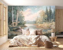 Load image into Gallery viewer, River Forest Wallpaper Mural – Peaceful Landscape Wall Art for Bedroom Nursery Living Room Stylish 3D Nature Wallpaper Bold Modern Wall