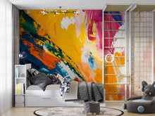 Load image into Gallery viewer, Abstract Colorful Paint Stroke Wallpaper Mural – Modern Artistic Wall Decor for Bedroom, Living Room or Kids Room – Bold Accent Removable