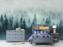 Load image into Gallery viewer, Light Misty Pine Forest Wallpaper Mural – Foggy Woodland Wall Decor for Bedroom, Living Room or Kids Room – Modern Bold Accent Removable