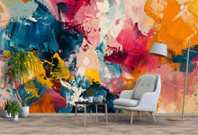 Load image into Gallery viewer, Abstract Colorful Paint Wallpaper Mural – Modern Artistic Wall Decor for Office, Living Room or Bedroom – Bold Accent Removable Stylish