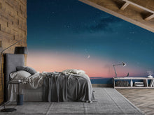 Load image into Gallery viewer, Starry Night Sky Wallpaper Mural – Moon and Stars Wall Decor for Bedroom or Living Room – Modern Celestial Removable Peel and Stick Stylish