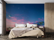 Load image into Gallery viewer, Galaxy Sunset Sky Wallpaper Mural – Moon and Stars Wall Decor for Bedroom or Living Room – Modern Celestial Peel and Stick Stylish Wall Art