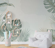 Load image into Gallery viewer, Tropical Leaf Wallpaper Watercolor Wall Mural – Tropical wall decor leaf wall decal, wall art Kids Room or Nursery 891RS