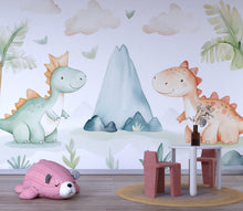 Load image into Gallery viewer, Dinosaur Nursery Wallpaper, Kids Room Wall Mural, Cute Dino Baby Room Decor, Peel and Stick Boys Girls Playroom Wall Art, Modern Gift Idea